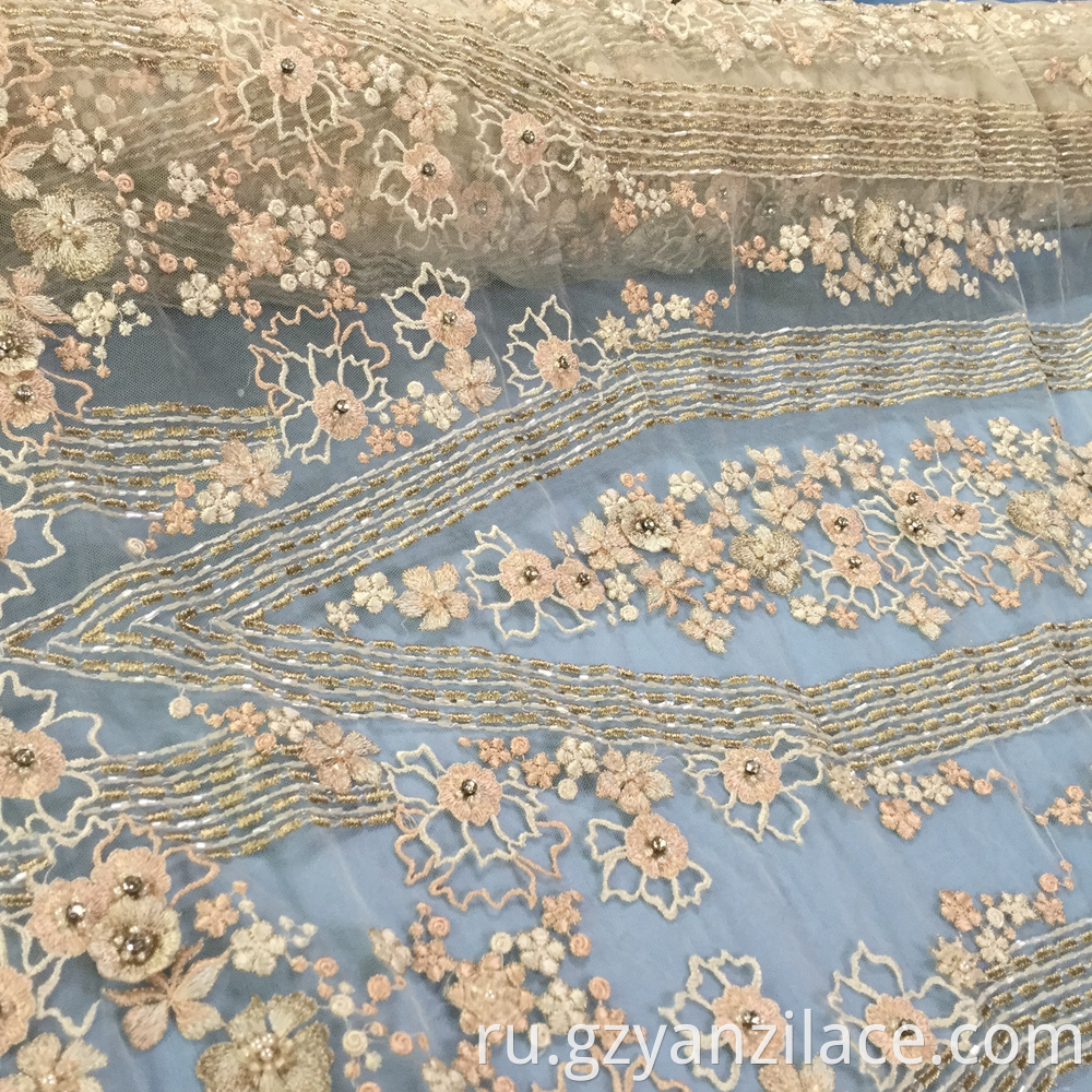 3d Heavy Beaded Lace Fabric